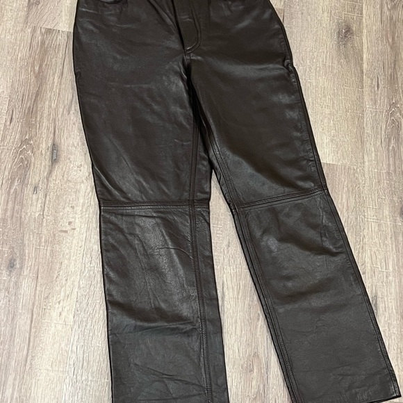 Women’s Tommy Hilfiger Vintage VTG 100% Leather Size 6 Brown Classic Pants - Picture 10 of 10